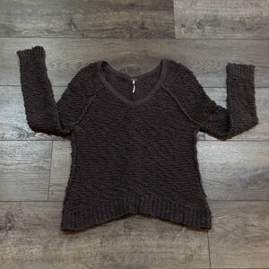 Free People V Neck Lofty Boucle Knit Sweater Brown - Women's Size XS